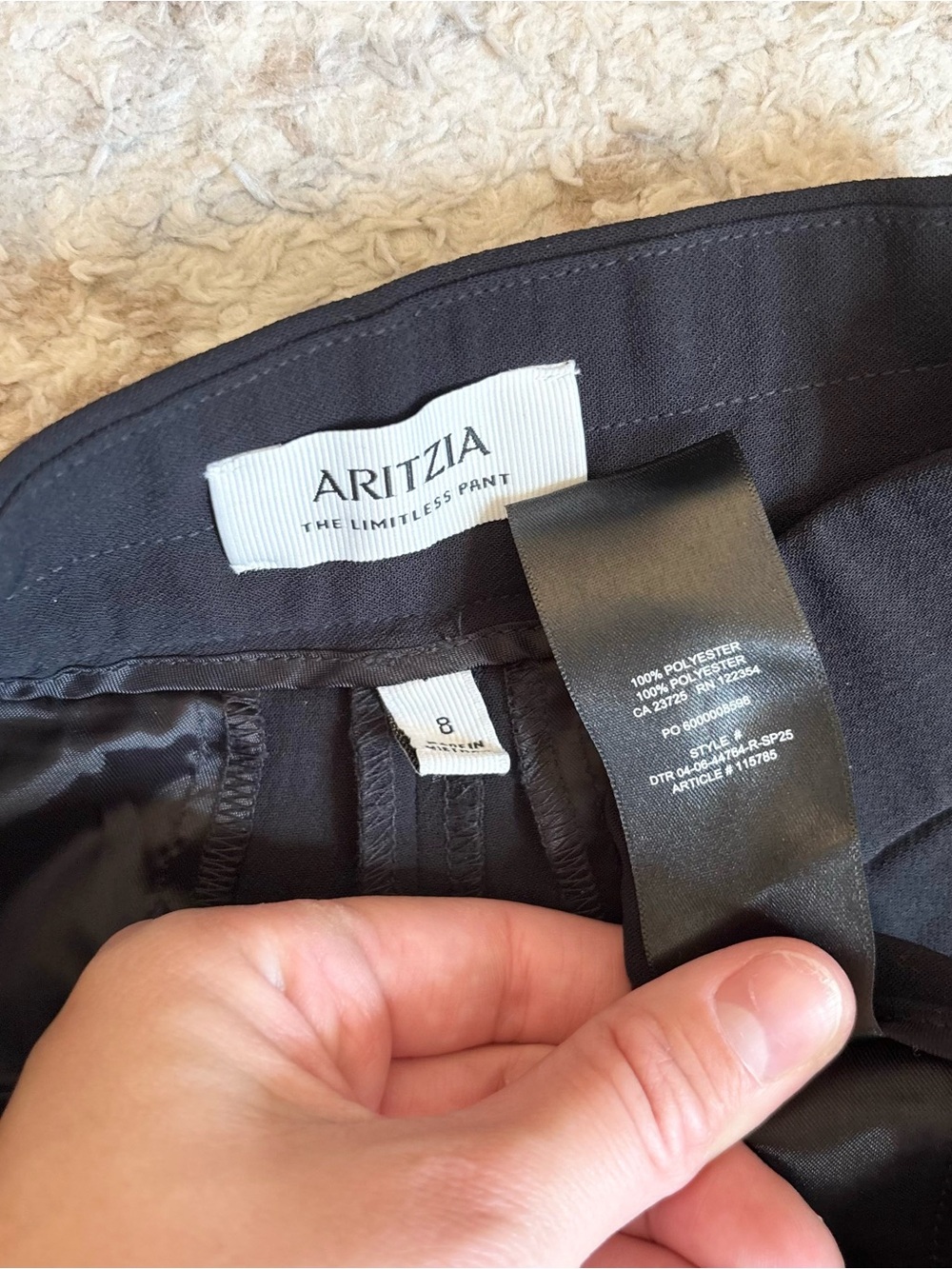 Aritzia The Limitless Pant Crepette Classic Fit Trouser Elastic Back Waist Black - Picture 8 of 11
